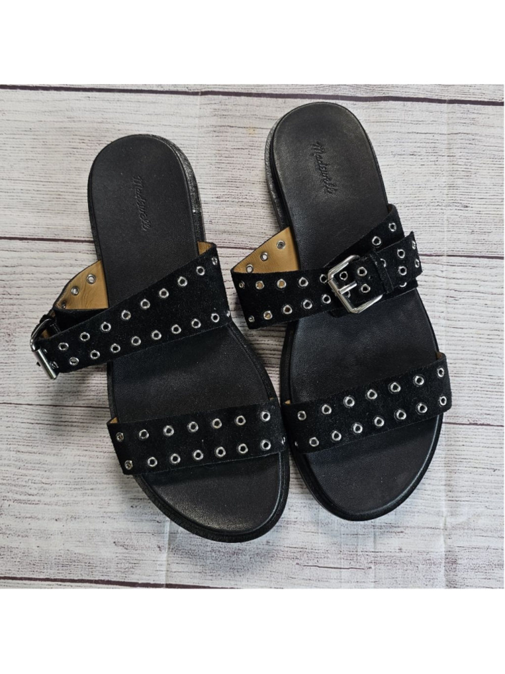 Madewell sz 9 black chunky buckle sandals